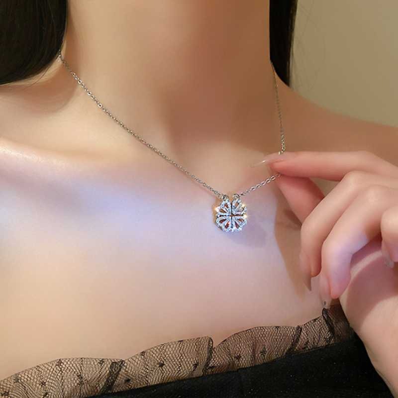 Magnetic Silver Flower Pendent
